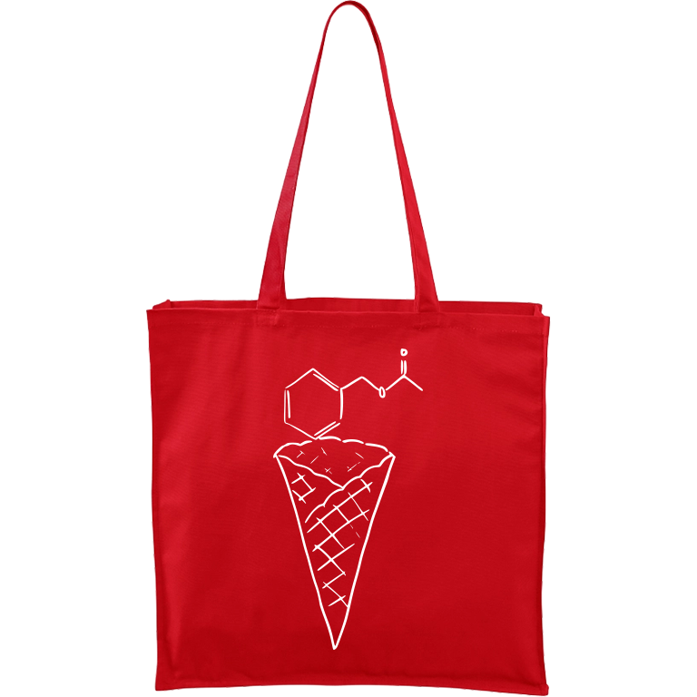 Ručně malovaná plátěná taška Carry - Zmrzlina - Jahoda Barva tašky: ČERVENÁ, Barva motivu: BÍLÁ