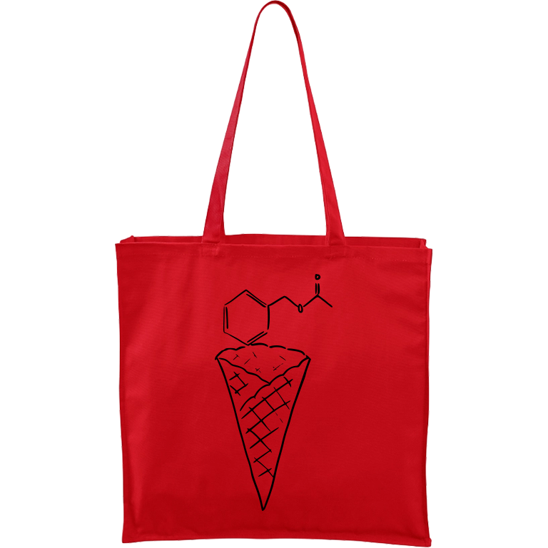 Ručně malovaná plátěná taška Carry - Zmrzlina - Jahoda Barva tašky: ČERVENÁ, Barva motivu: ČERNÁ