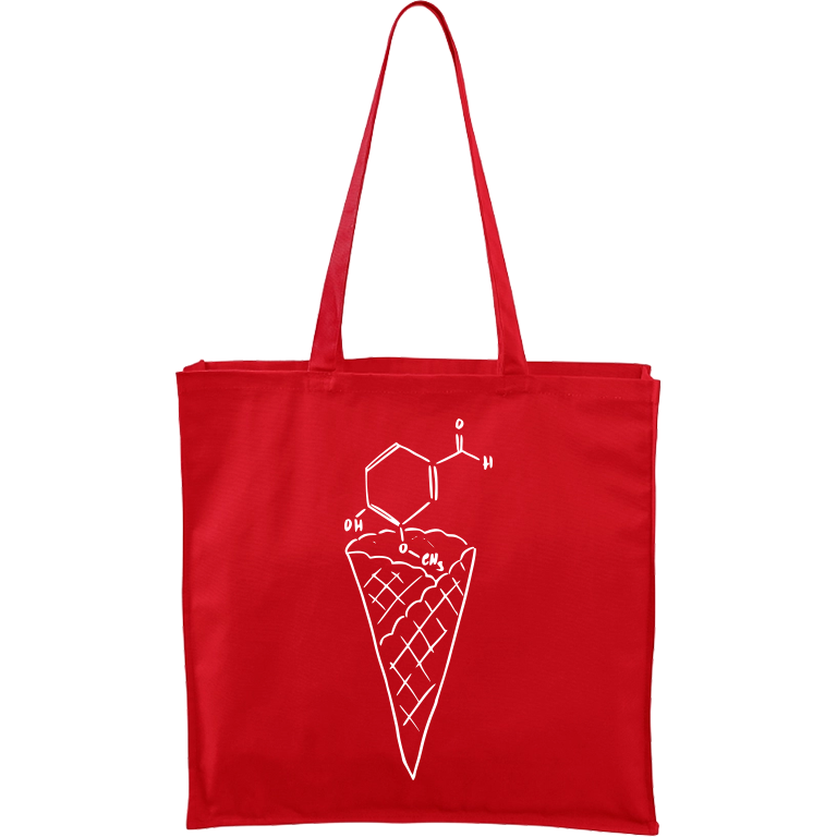 Ručně malovaná plátěná taška Carry - Zmrzlina - Vanilka Barva tašky: ČERVENÁ, Barva motivu: BÍLÁ