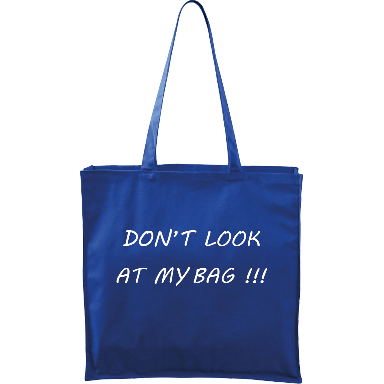 Ručně malovaná plátěná taška Carry - Don't Look At My Bag Barva tašky: MODRÁ, Barva motivu: BÍLÁ
