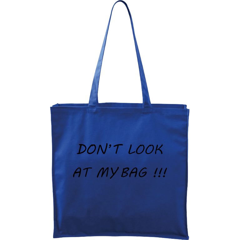 Ručně malovaná plátěná taška Carry - Don't Look At My Bag Barva tašky: MODRÁ, Barva motivu: ČERNÁ
