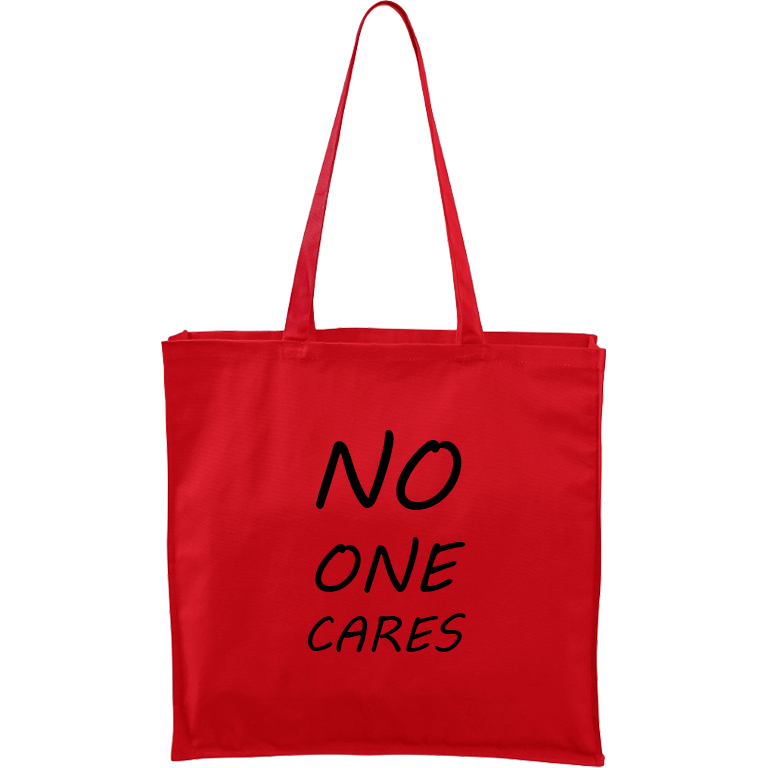 Ručně malovaná plátěná taška Carry - No One Cares Barva tašky: ČERVENÁ, Barva motivu: ČERNÁ