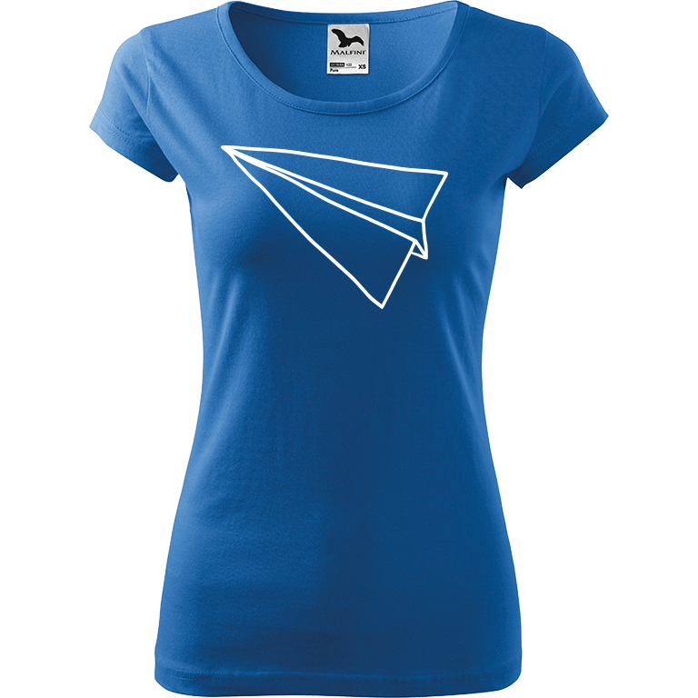 Ručně malované dámské triko Pure - Šipka - Samotná Velikost trička: XS, Barva trička: AZUROVÁ, Barva motivu: BÍLÁ