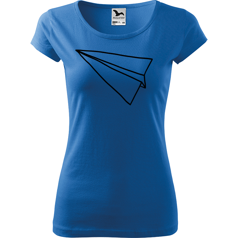 Ručně malované dámské triko Pure - Šipka - Samotná Velikost trička: L, Barva trička: AZUROVÁ, Barva motivu: ČERNÁ