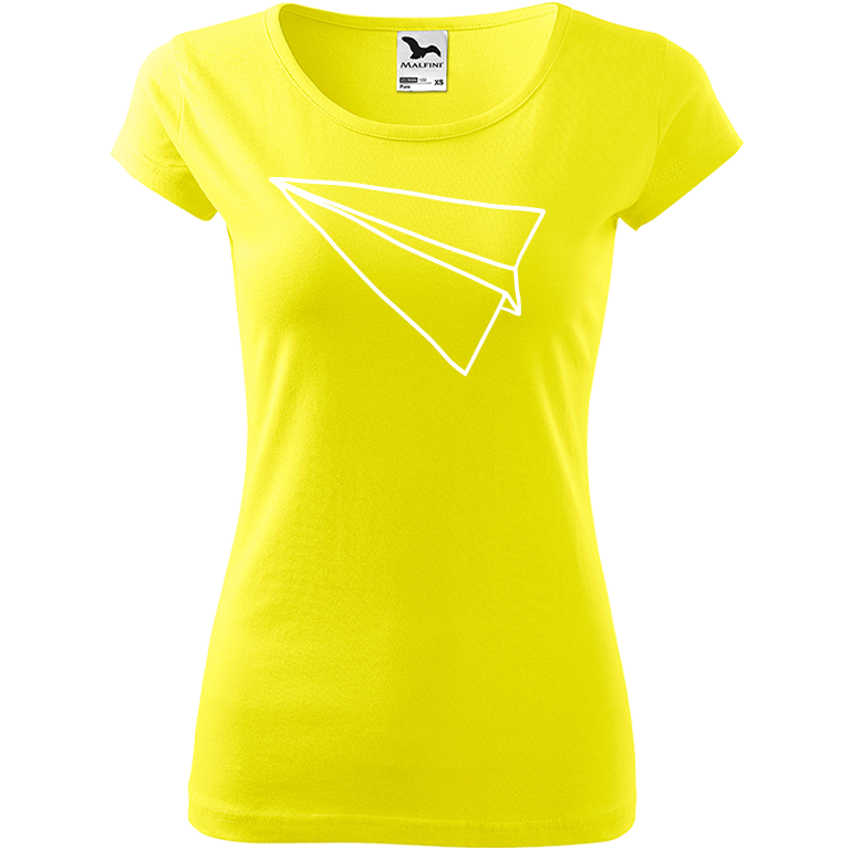 Ručně malované dámské triko Pure - Šipka - Samotná Velikost trička: M, Barva trička: CITRONOVÁ, Barva motivu: BÍLÁ