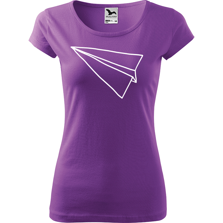 Ručně malované dámské triko Pure - Šipka - Samotná Velikost trička: XS, Barva trička: FIALOVÁ, Barva motivu: BÍLÁ