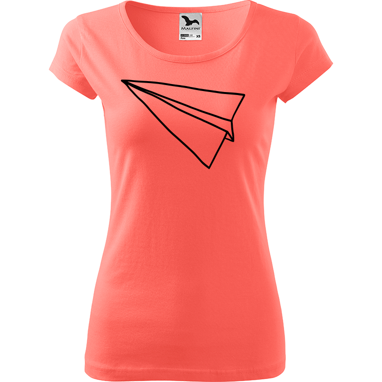 Ručně malované dámské triko Pure - Šipka - Samotná Velikost trička: M, Barva trička: KORÁLOVÁ, Barva motivu: ČERNÁ