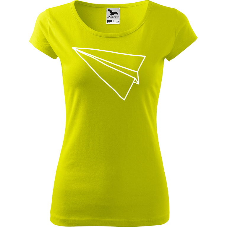Ručně malované dámské triko Pure - Šipka - Samotná Velikost trička: XS, Barva trička: LIMETKOVÁ, Barva motivu: BÍLÁ