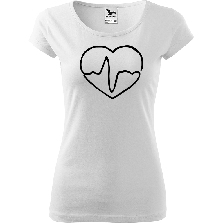 Ručně malované dámské triko Pure - Doktorské srdce Velikost trička: XL, Barva trička: BÍLÁ, Barva motivu: ČERNÁ