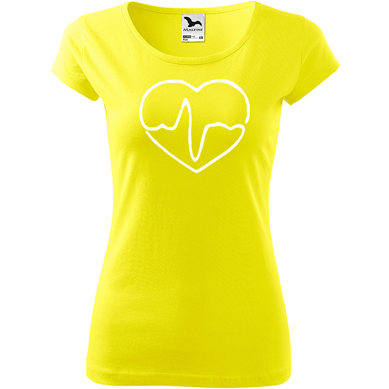 Ručně malované dámské triko Pure - Doktorské srdce Velikost trička: XS, Barva trička: CITRONOVÁ, Barva motivu: BÍLÁ