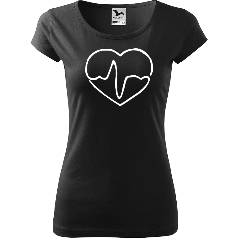 Ručně malované dámské triko Pure - Doktorské srdce Velikost trička: L, Barva trička: ČERNÁ, Barva motivu: BÍLÁ