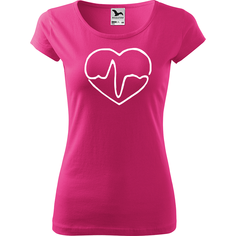 Ručně malované dámské triko Pure - Doktorské srdce Velikost trička: L, Barva trička: RŮŽOVÁ, Barva motivu: BÍLÁ