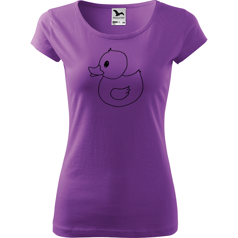 Ručně malované dámské triko Pure - Kachna Velikost trička: XL, Barva trička: FIALOVÁ, Barva motivu: ČERNÁ