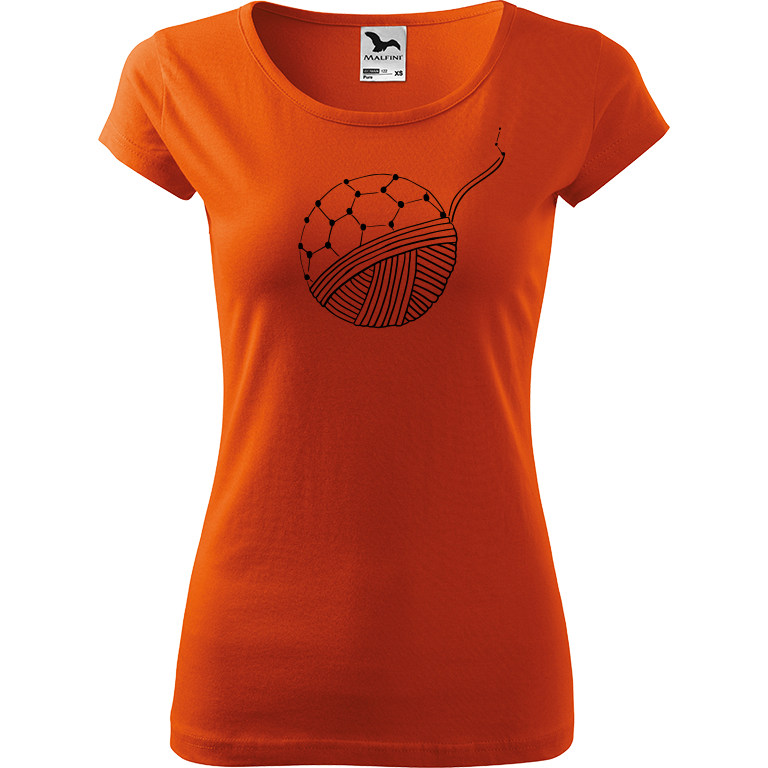 Ručně malované dámské triko Pure - Fulleren Velikost trička: L, Barva trička: ORANŽOVÁ, Barva motivu: ČERNÁ