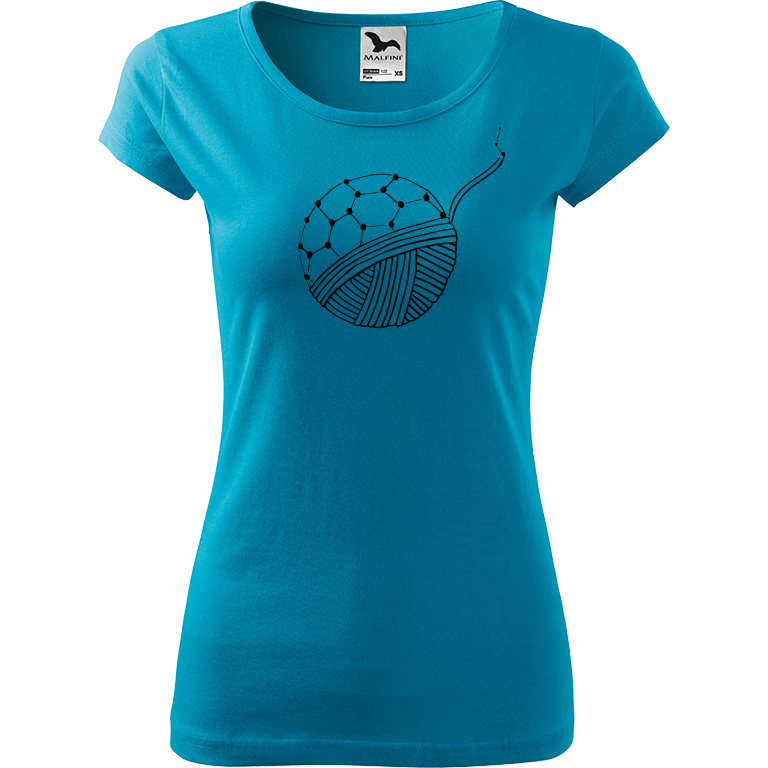 Ručně malované dámské triko Pure - Fulleren Velikost trička: XL, Barva trička: TYRKYSOVÁ, Barva motivu: ČERNÁ