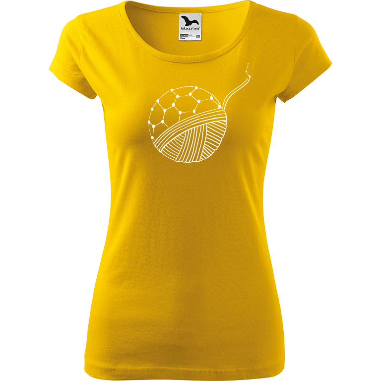 Ručně malované dámské triko Pure - Fulleren Velikost trička: XL, Barva trička: ŽLUTÁ, Barva motivu: BÍLÁ