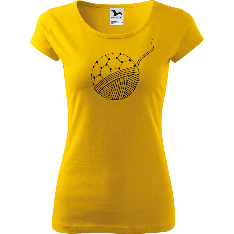 Ručně malované dámské triko Pure - Fulleren Velikost trička: XXL, Barva trička: ŽLUTÁ, Barva motivu: ČERNÁ