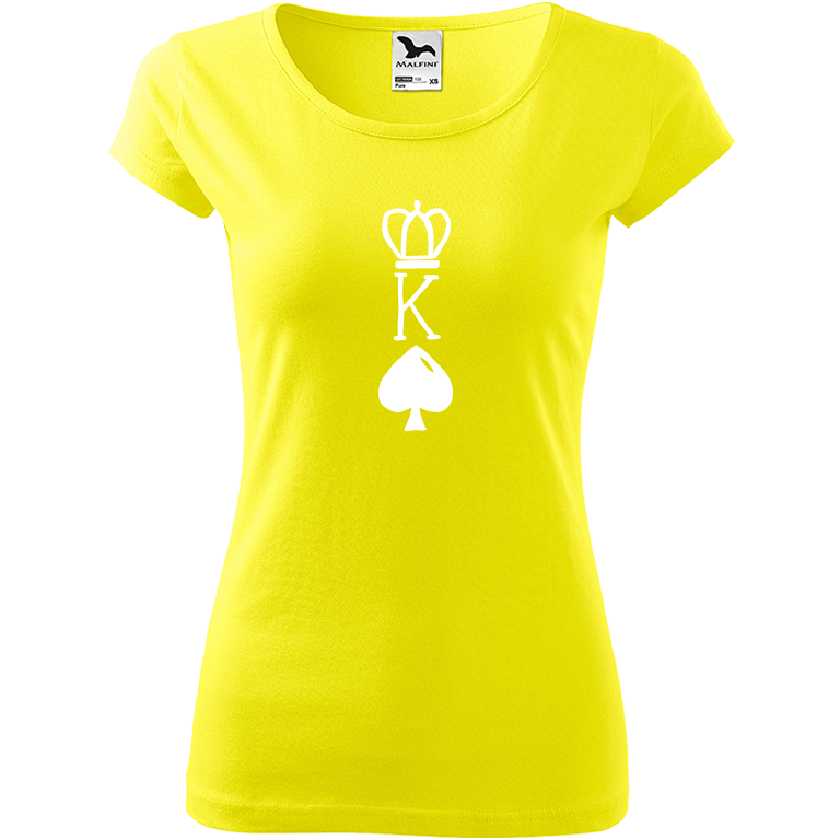 Ručně malované dámské triko Pure - King Velikost trička: XL, Barva trička: CITRONOVÁ, Barva motivu: BÍLÁ