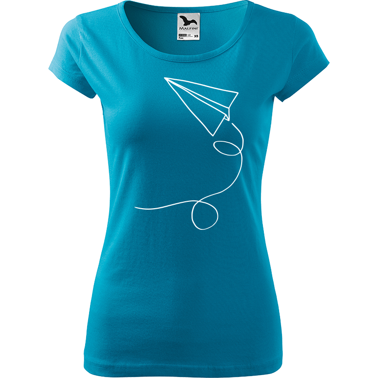 Ručně malované dámské triko Pure - Šipka Velikost trička: XL, Barva trička: TYRKYSOVÁ, Barva motivu: BÍLÁ