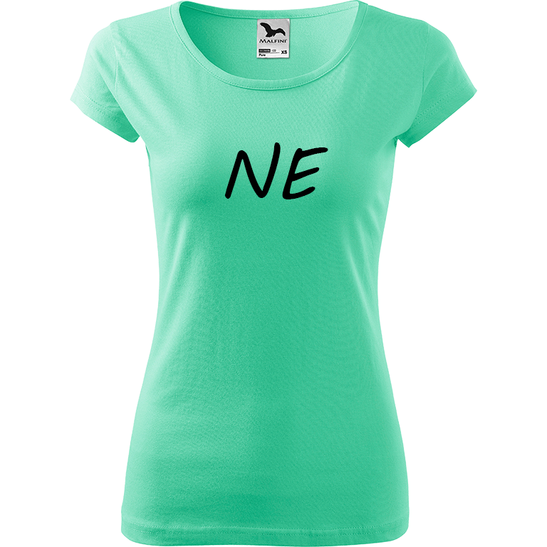 Ručně malované dámské triko Pure - NE Velikost trička: XL, Barva trička: MÁTOVÁ, Barva motivu: ČERNÁ