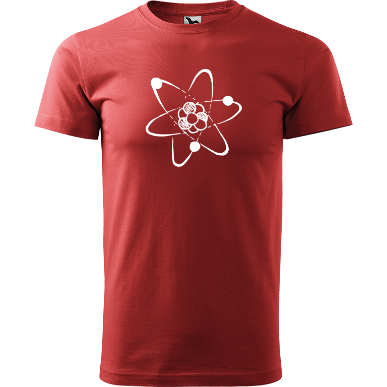 Ručně malované pánské triko Heavy New - Atom Velikost trička: L, Barva trička: BORDÓ, Barva motivu: BÍLÁ