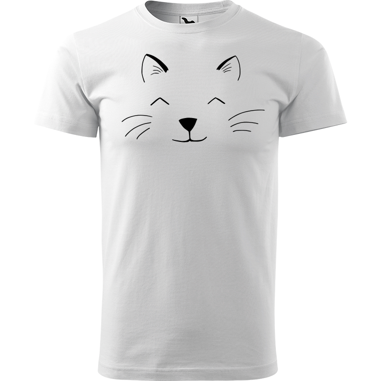 Ručně malované pánské triko Heavy New - Cat Face Velikost trička: M, Barva trička: BÍLÁ, Barva motivu: ČERNÁ