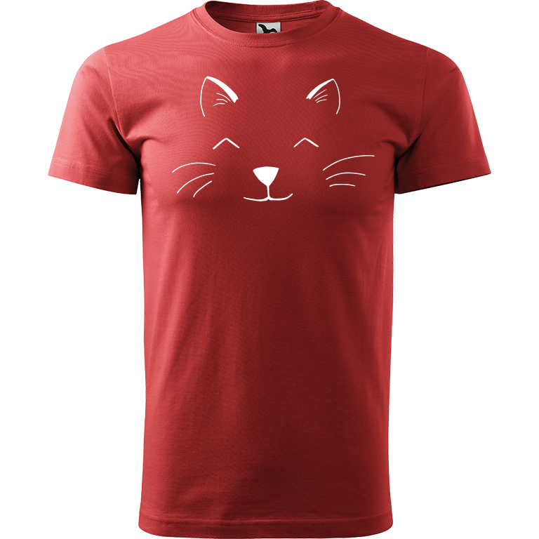 Ručně malované pánské triko Heavy New - Cat Face Velikost trička: M, Barva trička: BORDÓ, Barva motivu: BÍLÁ