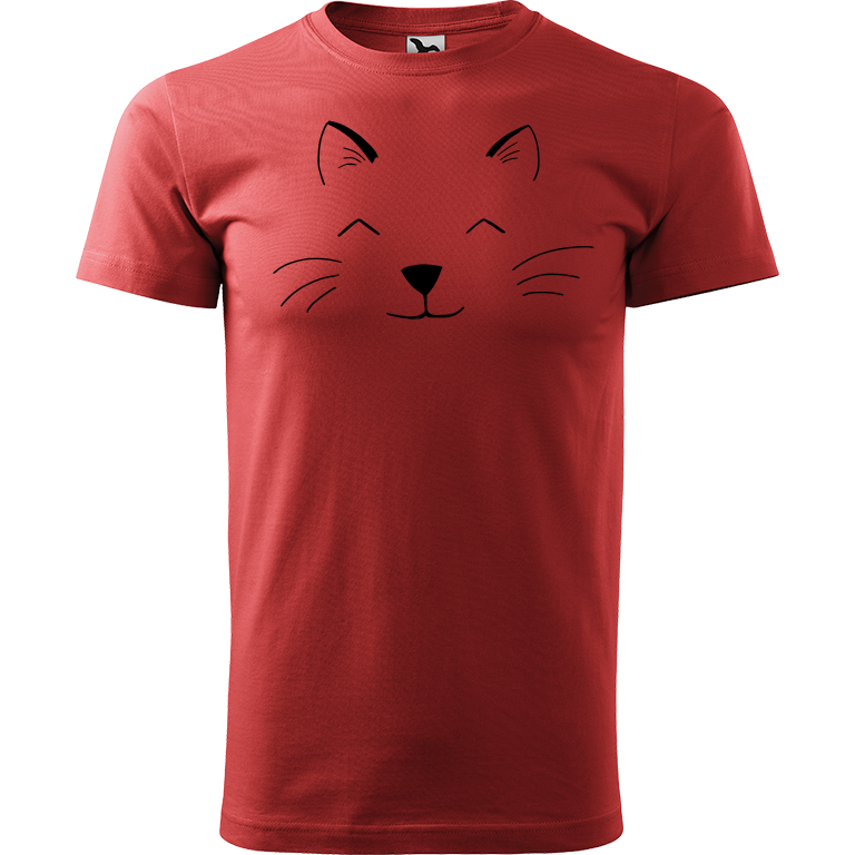 Ručně malované pánské triko Heavy New - Cat Face Velikost trička: L, Barva trička: BORDÓ, Barva motivu: ČERNÁ