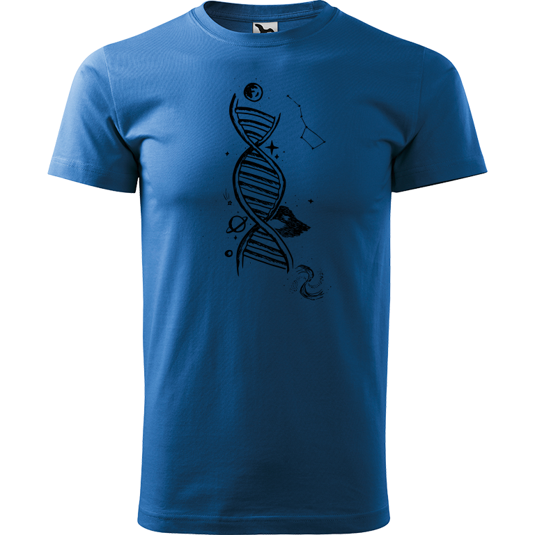 Ručně malované pánské triko Heavy New - DNA Velikost trička: L, Barva trička: AZUROVÁ, Barva motivu: ČERNÁ