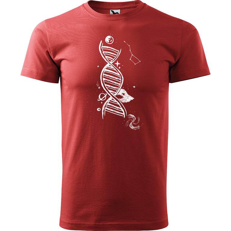 Ručně malované pánské triko Heavy New - DNA Velikost trička: L, Barva trička: BORDÓ, Barva motivu: BÍLÁ
