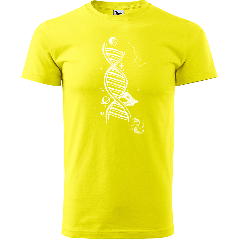 Ručně malované pánské triko Heavy New - DNA Velikost trička: M, Barva trička: CITRONOVÁ, Barva motivu: BÍLÁ