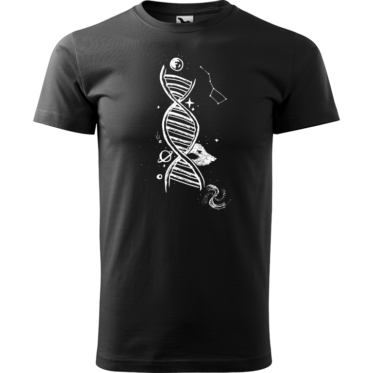 Ručně malované pánské triko Heavy New - DNA Velikost trička: M, Barva trička: ČERNÁ, Barva motivu: BÍLÁ