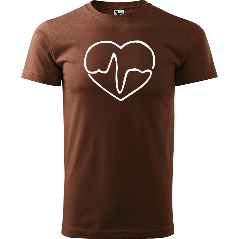 Ručně malované pánské triko Heavy New - Doktorské srdce Velikost trička: S, Barva trička: ČOKOLÁDOVÁ, Barva motivu: BÍLÁ