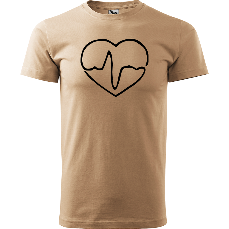 Ručně malované pánské triko Heavy New - Doktorské srdce Velikost trička: XL, Barva trička: PÍSKOVÁ, Barva motivu: ČERNÁ