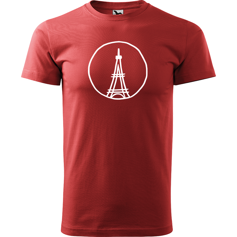 Ručně malované pánské triko Heavy New - Eiffelovka Velikost trička: XXL, Barva trička: BORDÓ, Barva motivu: BÍLÁ