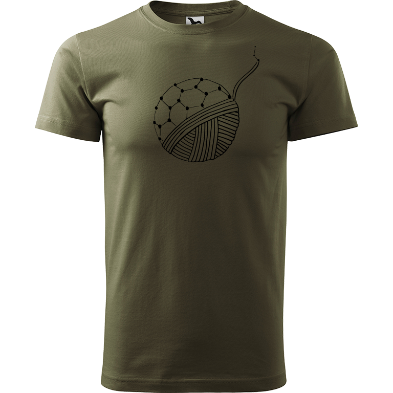 Ručně malované pánské triko Heavy New - Fulleren Velikost trička: M, Barva trička: ARMY, Barva motivu: ČERNÁ