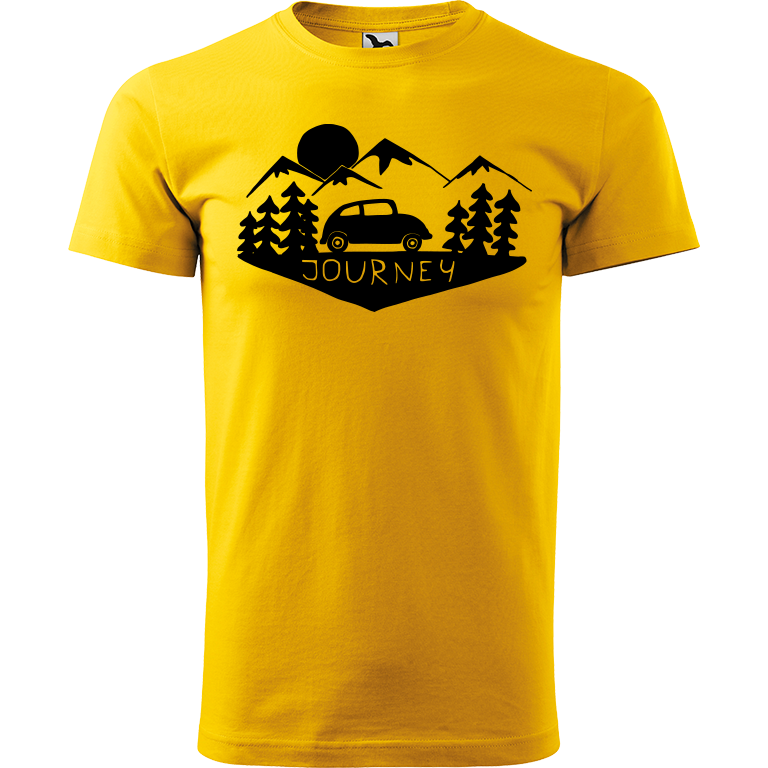 Ručně malované pánské triko Heavy New - Journey Velikost trička: S, Barva trička: ŽLUTÁ, Barva motivu: ČERNÁ