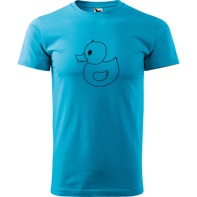 Ručně malované pánské triko Heavy New - Kachna Velikost trička: L, Barva trička: TYRKYSOVÁ, Barva motivu: ČERNÁ