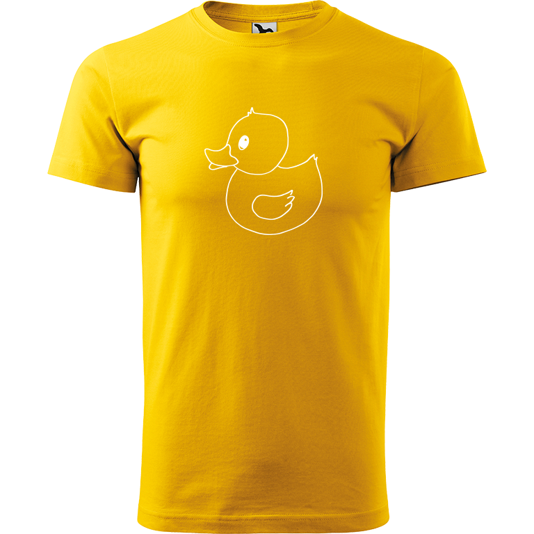 Ručně malované pánské triko Heavy New - Kachna Velikost trička: M, Barva trička: ŽLUTÁ, Barva motivu: BÍLÁ