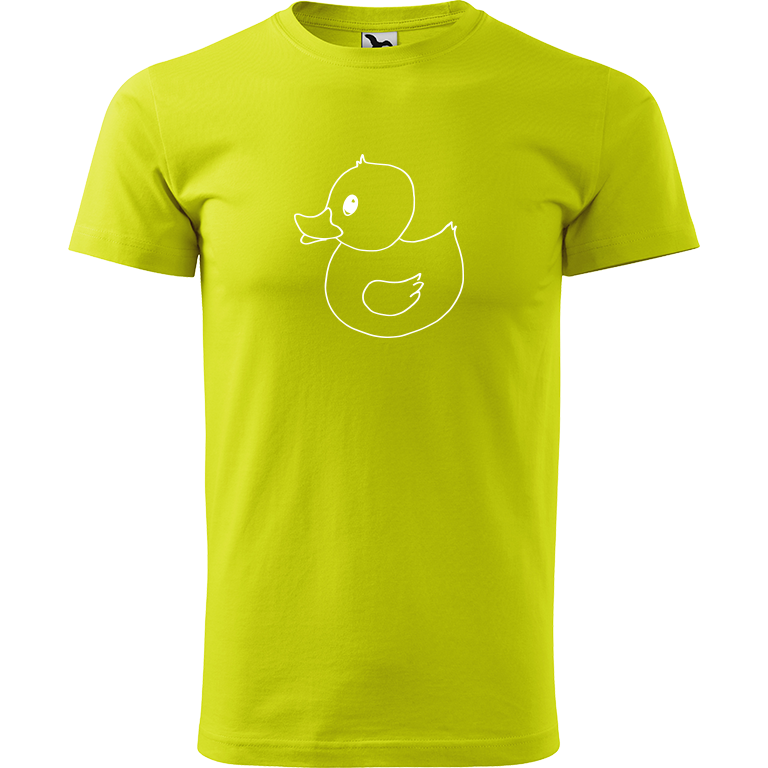Ručně malované pánské triko Heavy New - Kachna Velikost trička: M, Barva trička: LIMETKOVÁ, Barva motivu: BÍLÁ