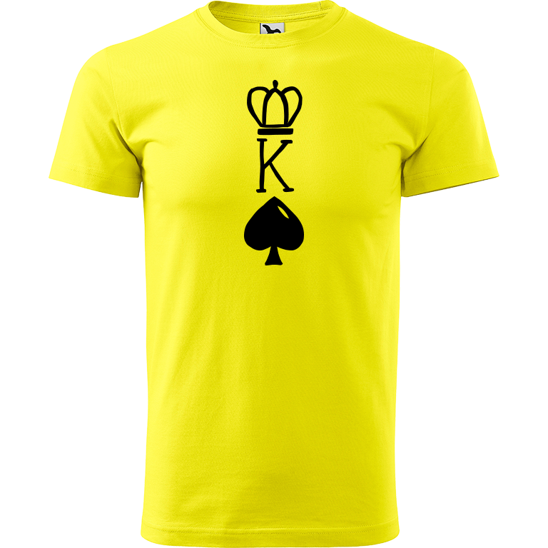 Ručně malované pánské triko Heavy New - King Velikost trička: XS, Barva trička: CITRONOVÁ, Barva motivu: ČERNÁ