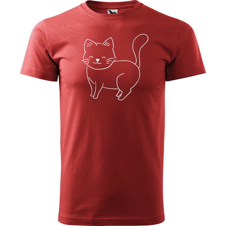 Ručně malované pánské triko Heavy New - Kočka Velikost trička: L, Barva trička: BORDÓ, Barva motivu: BÍLÁ