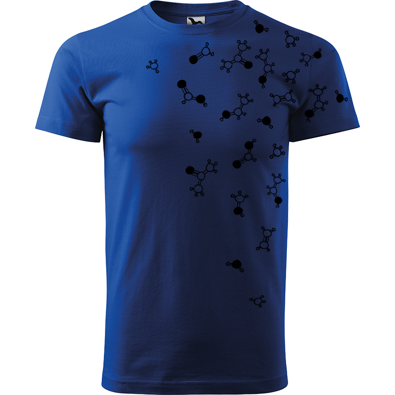 Ručně malované pánské triko Heavy New - Molekuly Velikost trička: XL, Barva trička: MODRÁ, Barva motivu: ČERNÁ