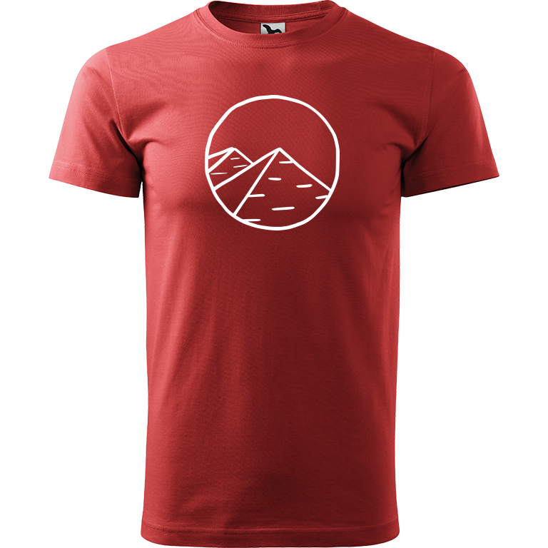 Ručně malované pánské triko Heavy New - Pyramidy Velikost trička: L, Barva trička: BORDÓ, Barva motivu: BÍLÁ