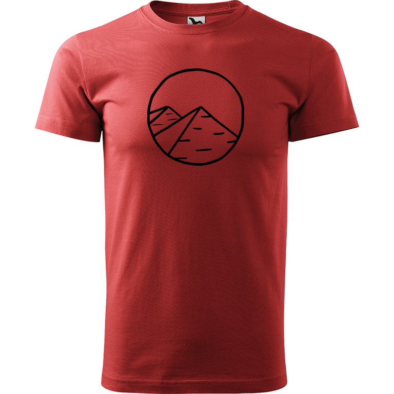 Ručně malované pánské triko Heavy New - Pyramidy Velikost trička: L, Barva trička: BORDÓ, Barva motivu: ČERNÁ