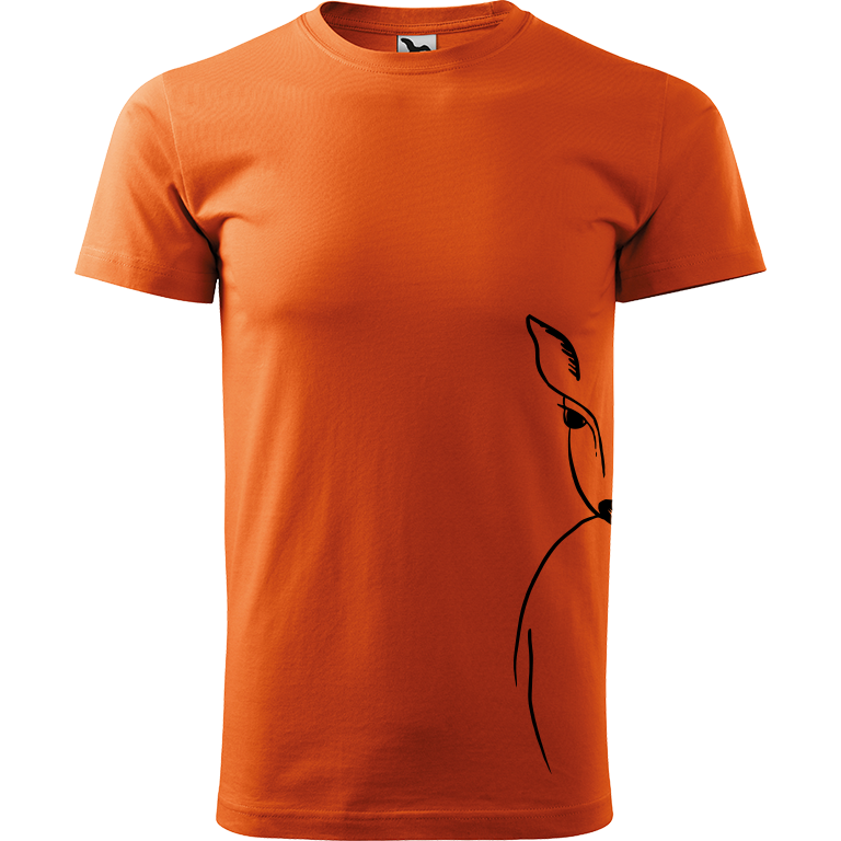 Ručně malované pánské triko Heavy New - Srnka - Na boku Velikost trička: XS, Barva trička: ORANŽOVÁ, Barva motivu: ČERNÁ