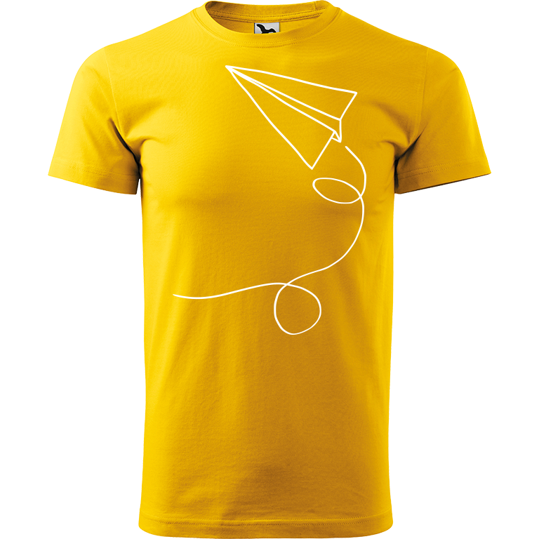 Ručně malované pánské triko Heavy New - Šipka Velikost trička: M, Barva trička: ŽLUTÁ, Barva motivu: BÍLÁ