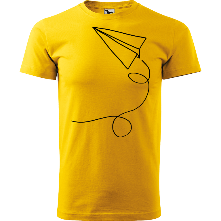 Ručně malované pánské triko Heavy New - Šipka Velikost trička: S, Barva trička: ŽLUTÁ, Barva motivu: ČERNÁ