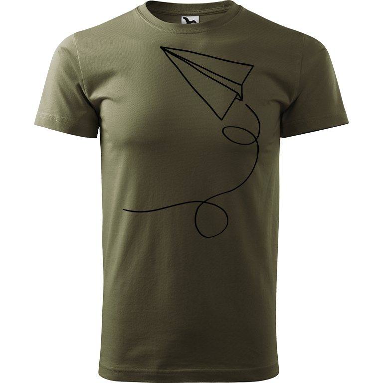 Ručně malované pánské triko Heavy New - Šipka Velikost trička: M, Barva trička: ARMY, Barva motivu: ČERNÁ