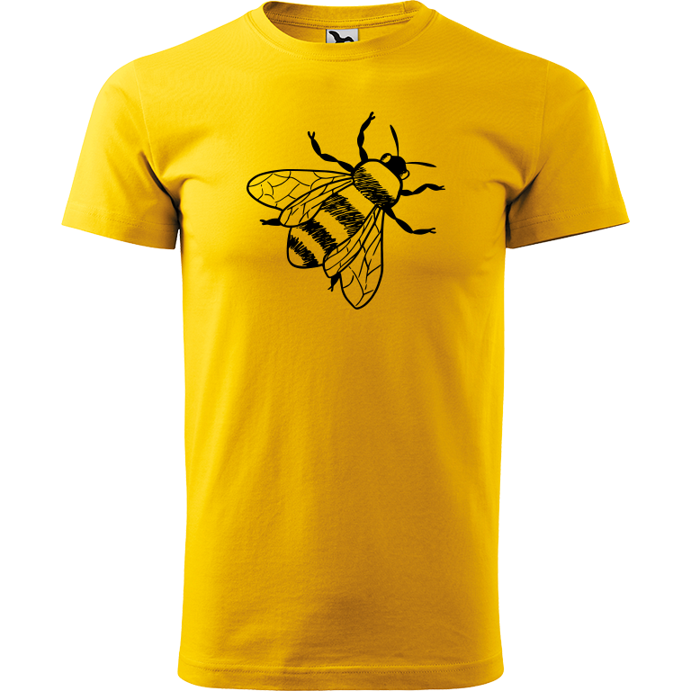 Ručně malované pánské triko Heavy New - Včela Velikost trička: XS, Barva trička: ŽLUTÁ, Barva motivu: ČERNÁ